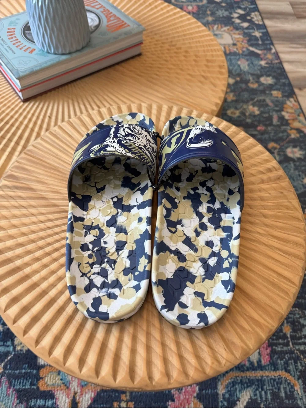 Hype Co Slider Sandal Naval Academy Navy white green NWOT Shower Beach Shoes
